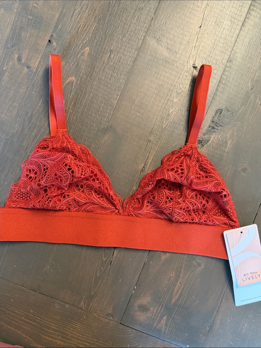 NWT Lively Lace Bralette Rust Red / Orange Size L